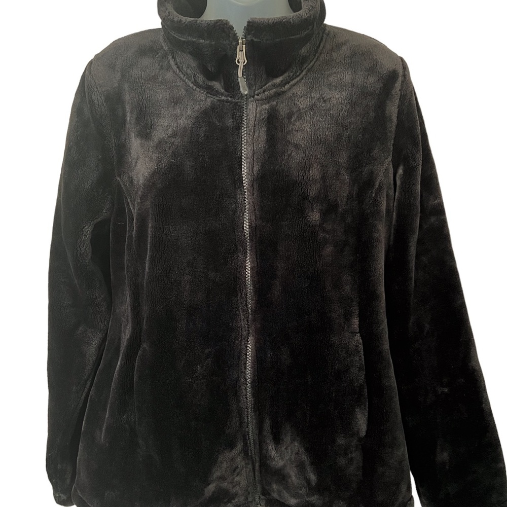 32 Degree Heat Women Jacket Full Zip Pockets Fuzzy Black Size M NEW.